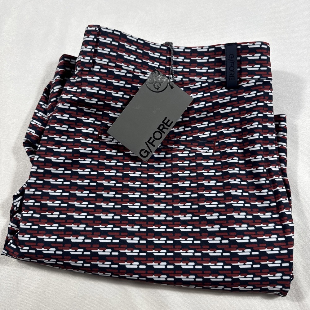 G/Fore Maverick Hybrid Shorts Men's 32 Red Navy Geometric Golf‎ Performance